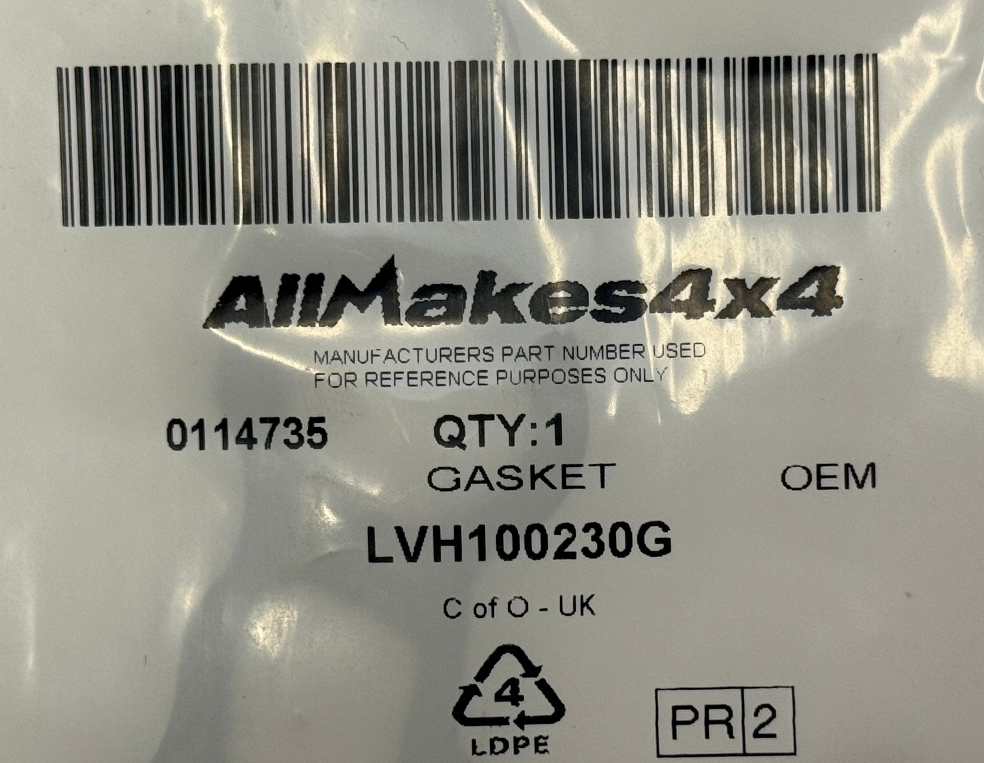 Land Rover GASKET LVH100230