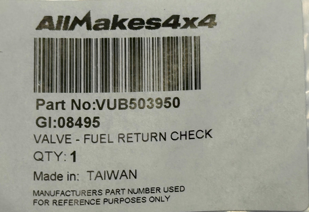 Land Rover, Range Rover NON RETURN VALVE VUB503950