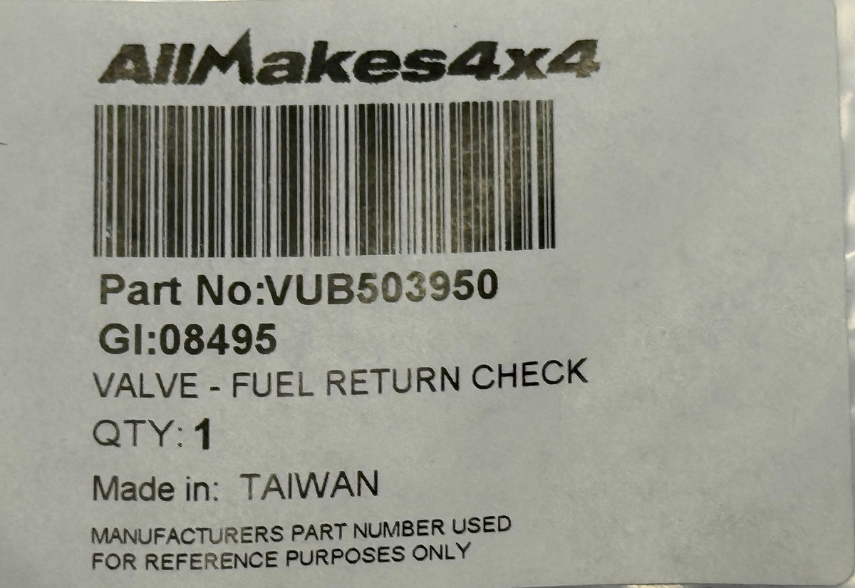 Land Rover, Range Rover NON RETURN VALVE VUB503950