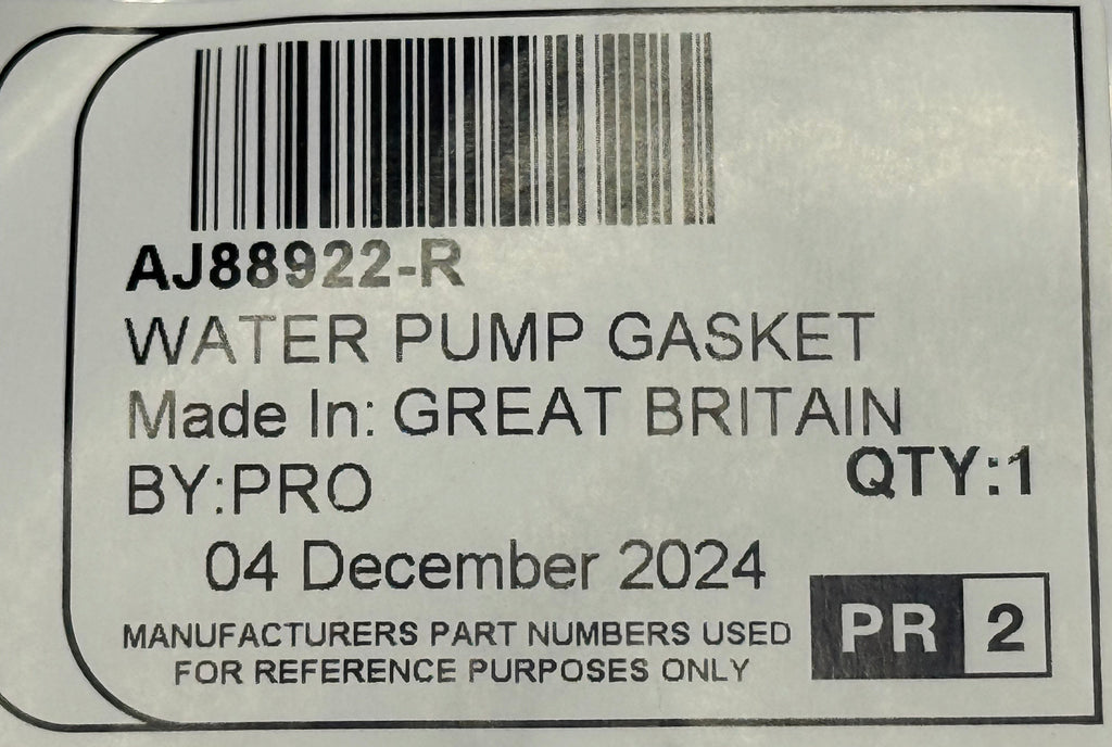 Jaguar WATER PUMP GASKET AJ88922