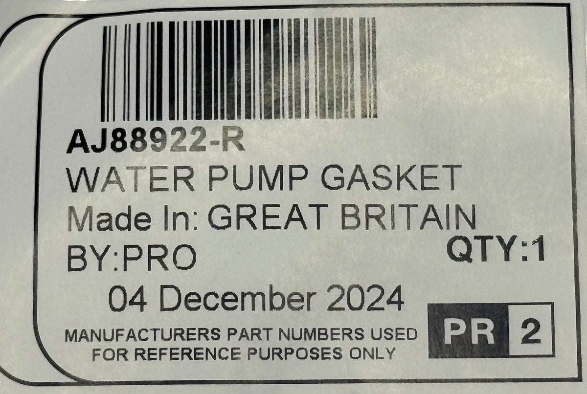 Jaguar WATER PUMP GASKET AJ88922